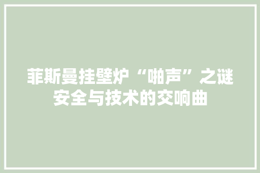 菲斯曼挂壁炉“啪声”之谜安全与技术的交响曲 汽车维修
