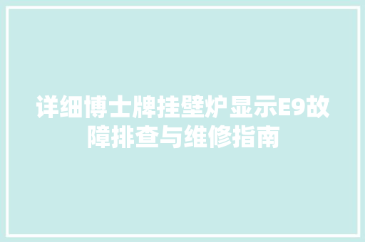 详细博士牌挂壁炉显示E9故障排查与维修指南