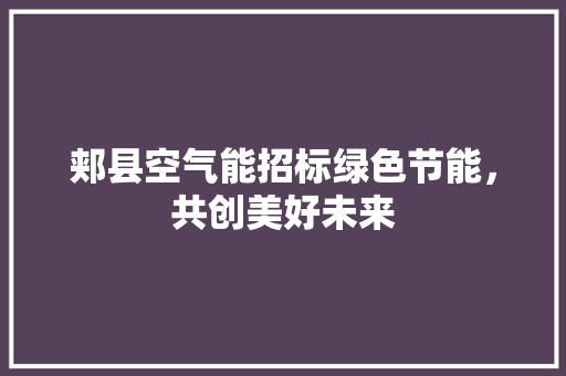 郏县空气能招标绿色节能，共创美好未来 综合便民
