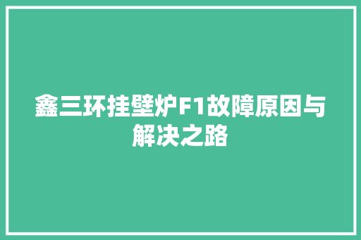 鑫三环挂壁炉F1故障原因与解决之路 汽车维修