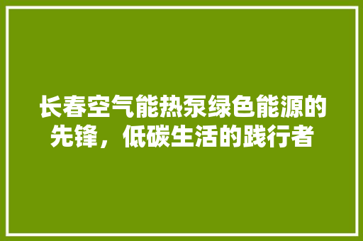 长春空气能热泵绿色能源的先锋，低碳生活的践行者