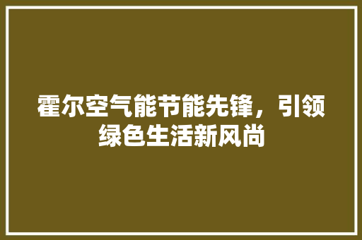 霍尔空气能节能先锋，引领绿色生活新风尚