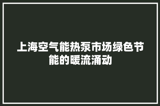 上海空气能热泵市场绿色节能的暖流涌动
