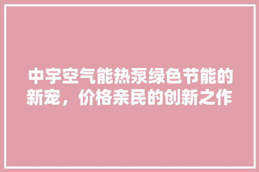 中宇空气能热泵绿色节能的新宠，价格亲民的创新之作 家电维修