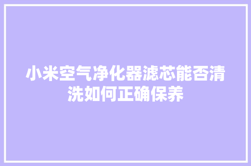 小米空气净化器滤芯能否清洗如何正确保养