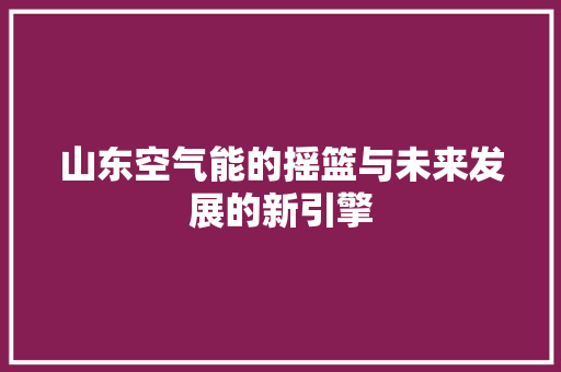 山东空气能的摇篮与未来发展的新引擎