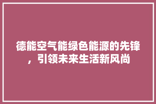 德能空气能绿色能源的先锋，引领未来生活新风尚