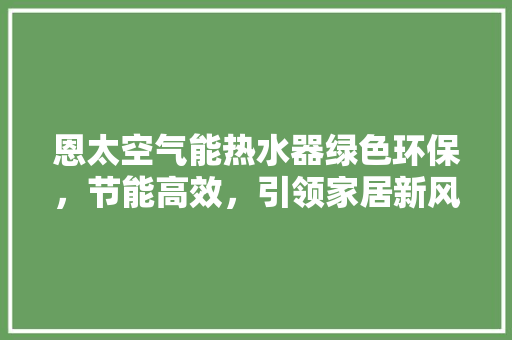 恩太空气能热水器绿色环保，节能高效，引领家居新风尚
