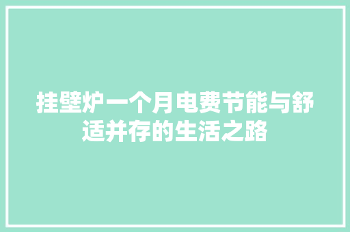 挂壁炉一个月电费节能与舒适并存的生活之路