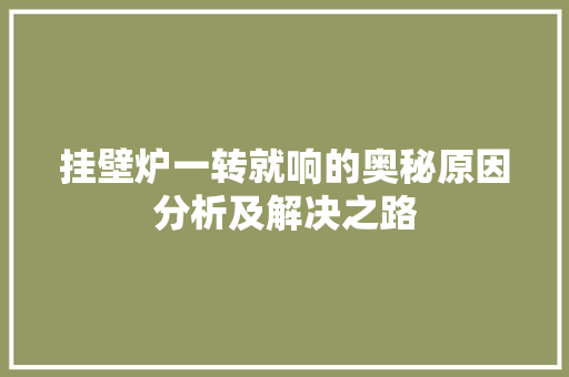 挂壁炉一转就响的奥秘原因分析及解决之路