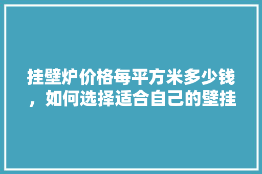 挂壁炉价格每平方米多少钱，如何选择适合自己的壁挂炉
