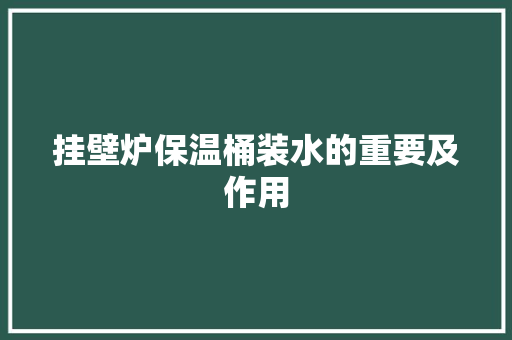 挂壁炉保温桶装水的重要及作用
