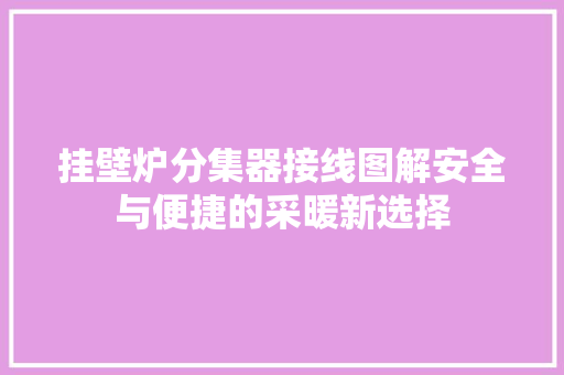 挂壁炉分集器接线图解安全与便捷的采暖新选择