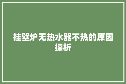 挂壁炉无热水器不热的原因探析