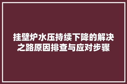挂壁炉水压持续下降的解决之路原因排查与应对步骤