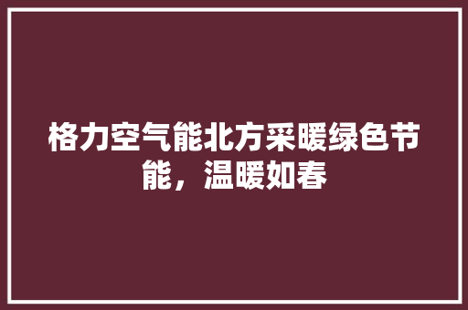 格力空气能北方采暖绿色节能，温暖如春