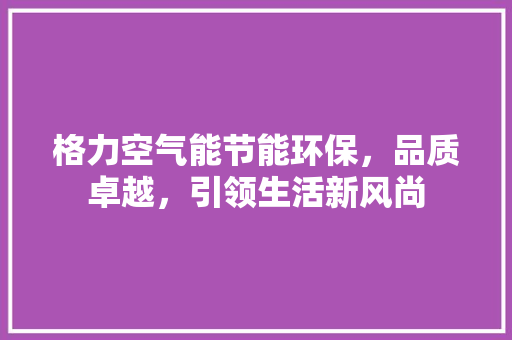 格力空气能节能环保，品质卓越，引领生活新风尚