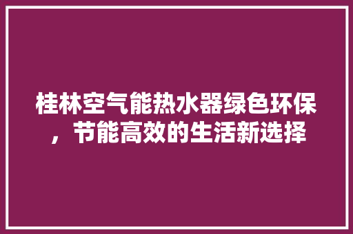 桂林空气能热水器绿色环保，节能高效的生活新选择
