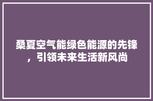 桑夏空气能绿色能源的先锋，引领未来生活新风尚