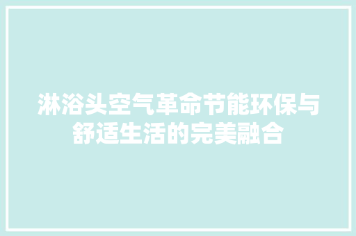 淋浴头空气革命节能环保与舒适生活的完美融合