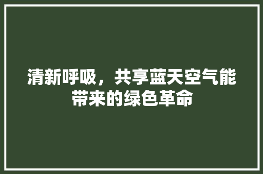清新呼吸，共享蓝天空气能带来的绿色革命
