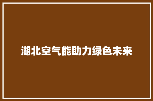 湖北空气能助力绿色未来