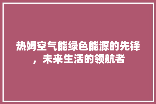 热姆空气能绿色能源的先锋，未来生活的领航者