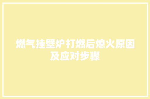 燃气挂壁炉打燃后熄火原因及应对步骤