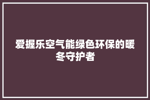 爱握乐空气能绿色环保的暖冬守护者