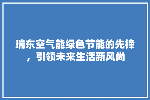 瑞东空气能绿色节能的先锋，引领未来生活新风尚