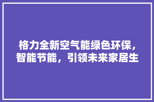 格力全新空气能绿色环保，智能节能，引领未来家居生活新风尚