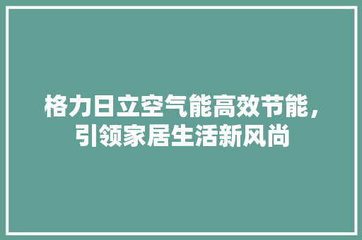 格力日立空气能高效节能，引领家居生活新风尚