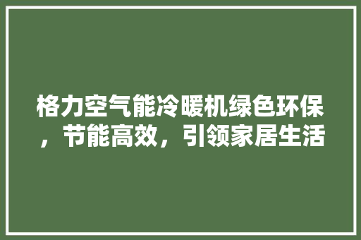 格力空气能冷暖机绿色环保，节能高效，引领家居生活新风尚 家电维修