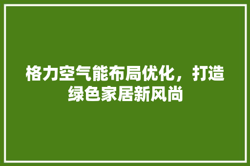 格力空气能布局优化，打造绿色家居新风尚 综合便民