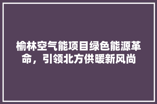 榆林空气能项目绿色能源革命，引领北方供暖新风尚