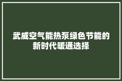 武威空气能热泵绿色节能的新时代暖通选择