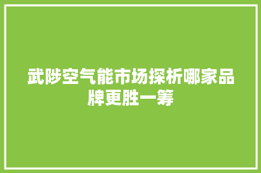 武陟空气能市场探析哪家品牌更胜一筹 汽车维修