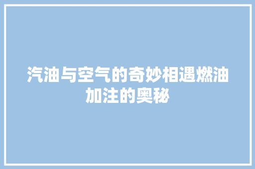 汽油与空气的奇妙相遇燃油加注的奥秘