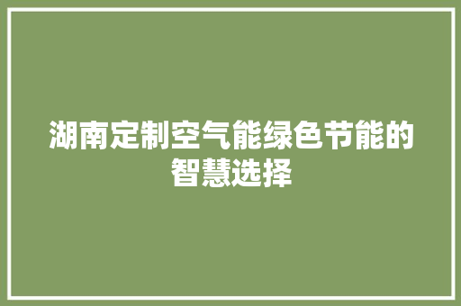 湖南定制空气能绿色节能的智慧选择