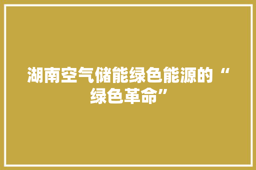 湖南空气储能绿色能源的“绿色革命”