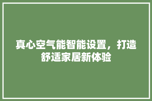 真心空气能智能设置，打造舒适家居新体验