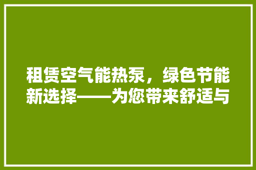 租赁空气能热泵，绿色节能新选择——为您带来舒适与环保的完美融合
