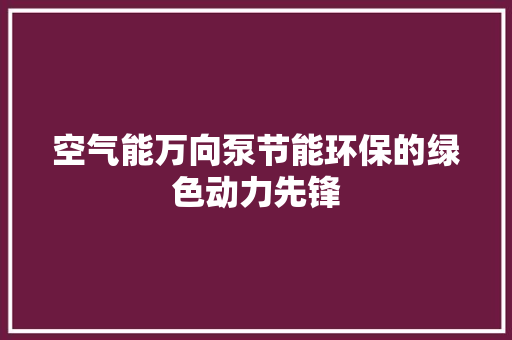 空气能万向泵节能环保的绿色动力先锋