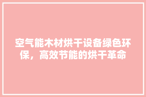 空气能木材烘干设备绿色环保，高效节能的烘干革命