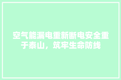 空气能漏电重新断电安全重于泰山，筑牢生命防线