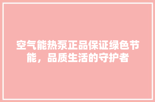 空气能热泵正品保证绿色节能，品质生活的守护者