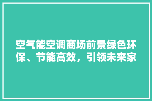 空气能空调商场前景绿色环保、节能高效，引领未来家居生活新潮流