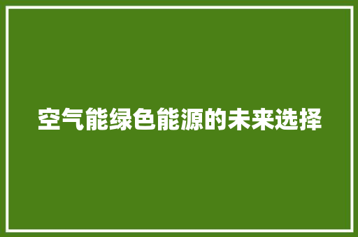 空气能绿色能源的未来选择