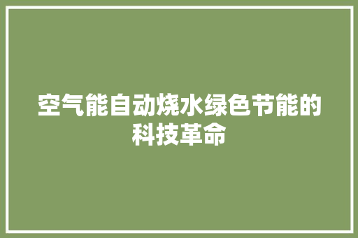 空气能自动烧水绿色节能的科技革命