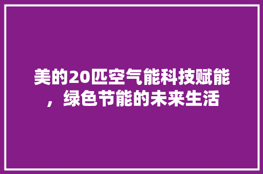 美的20匹空气能科技赋能，绿色节能的未来生活